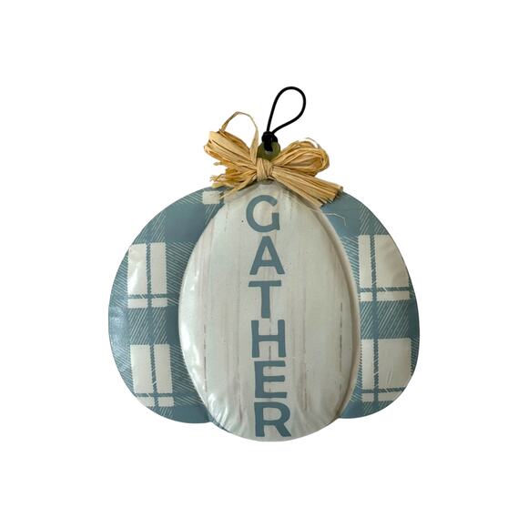 Gather Pumpkin Wreath Kit - DIY Autumn Craft Metal Pumpkin Sign Ribbon Bundle - Picture 2 of 5